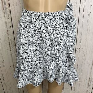 White Black Ruffle Faux Wrap Skirt Size Small